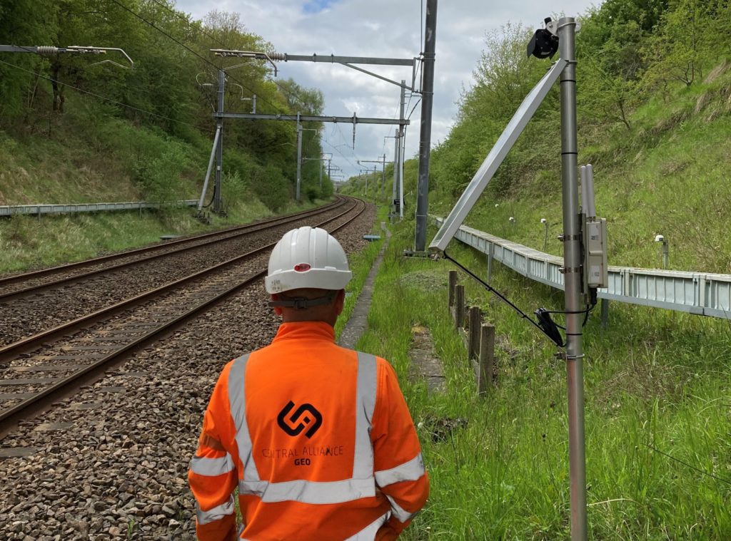 Image of Earthwork Failure Detection instrumentation installed by Sight Automation in a railway environment.